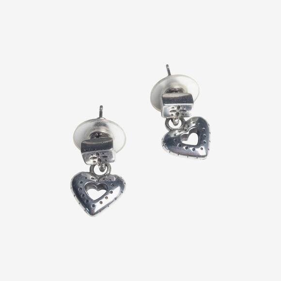 Brighton Jewelry - Brighton Women's Heart Shaped Earrings Vintage Silver-Tone Barbiecore Hoops Set